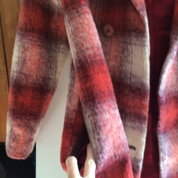 New! Rare Mink Pink plaid wool trench coat